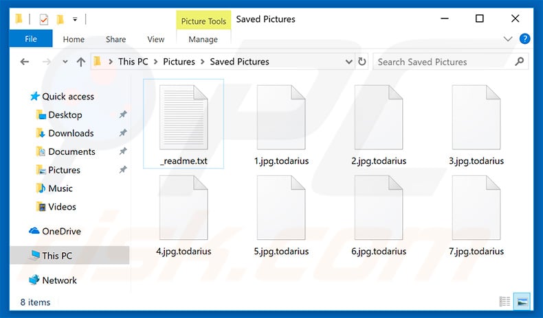 Files encrypted by Todarius