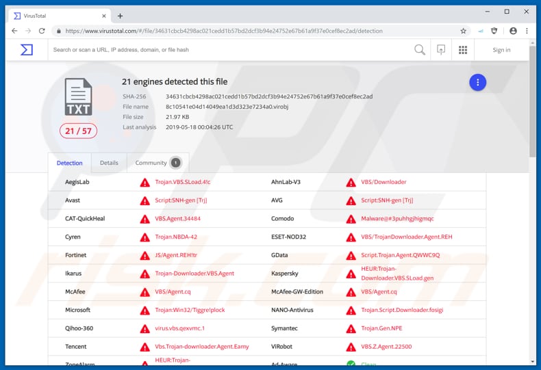 TrojanDownloader.VBS.Agent malware