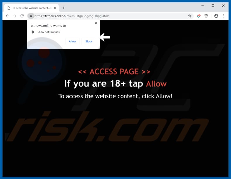 txtnews[.]online pop-up redirects