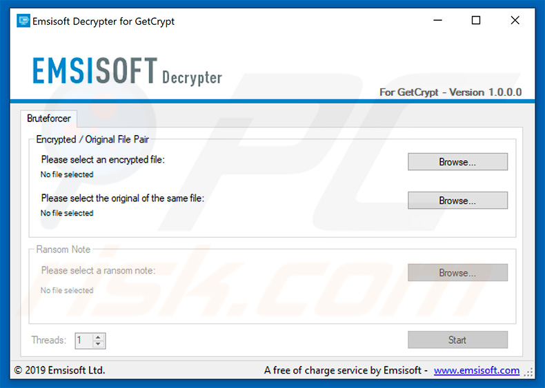 Virus-encoder/GetCrypt ransomware decrypter by Emsisoft