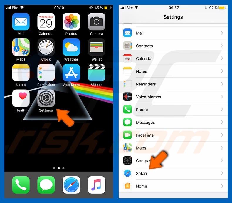 Apple mobile devices Safari settings