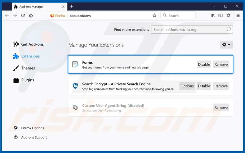 Removing search.hyoureasyforms.com related Mozilla Firefox extensions
