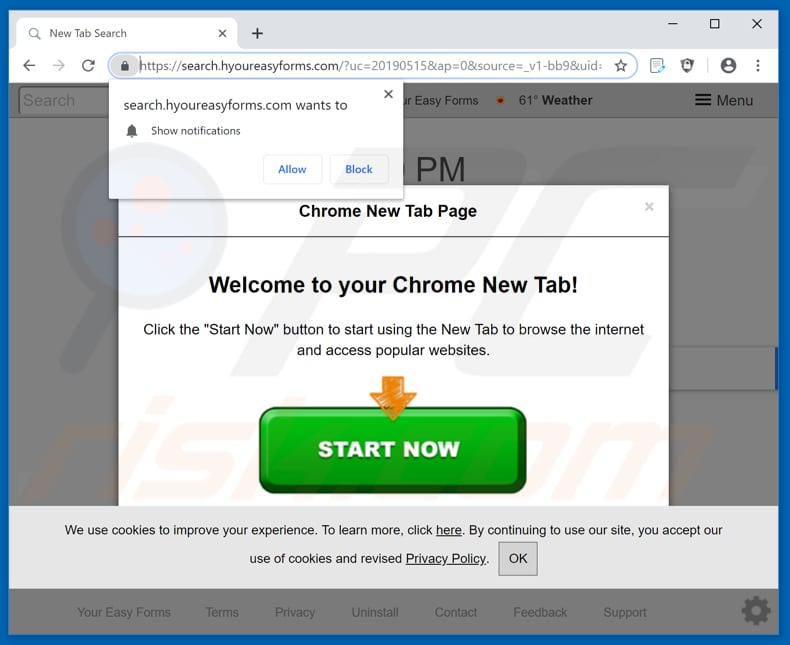 search.hyoureasyforms.com asking to show notifications