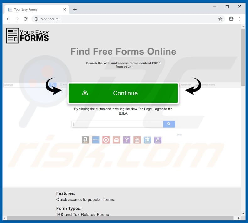 Website used to promote Your Easy Forms browser hijacker