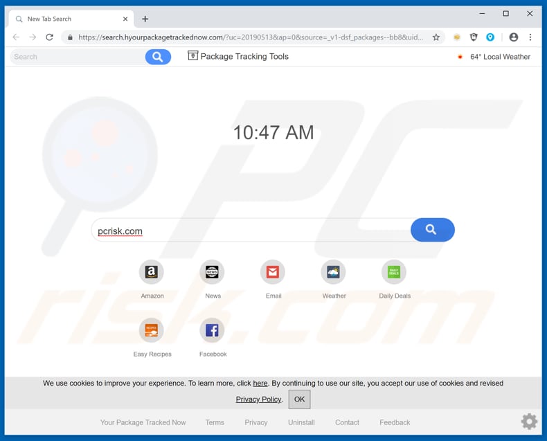 search.hyourpackagetrackednow.com browser hijacker