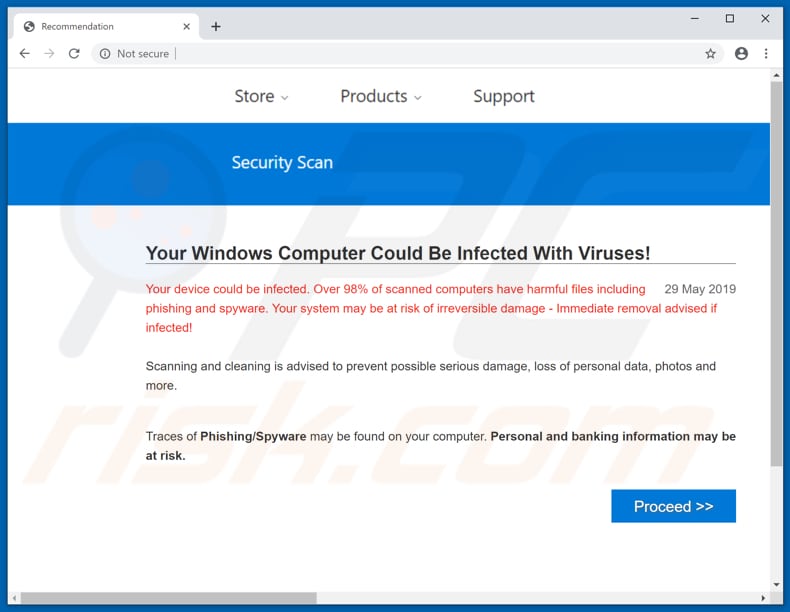 Your Windows Computer Could Be Infected With Viruses! scam