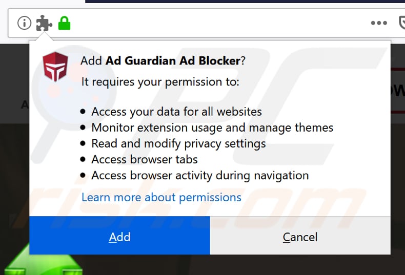 ad guardian ad blocker asking for permisions