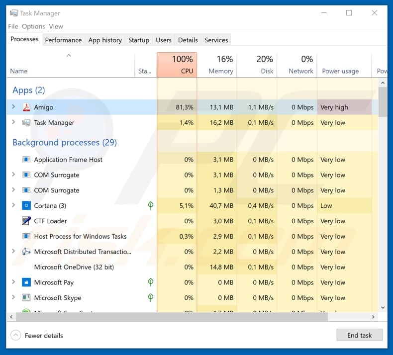 amigo x-3 process in task manager