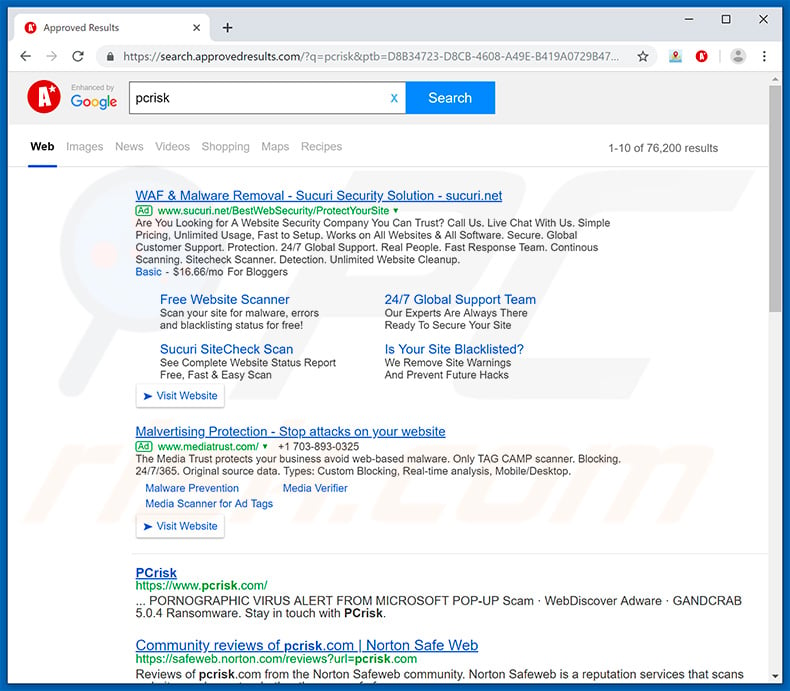 approvedresults.com browser hijacker