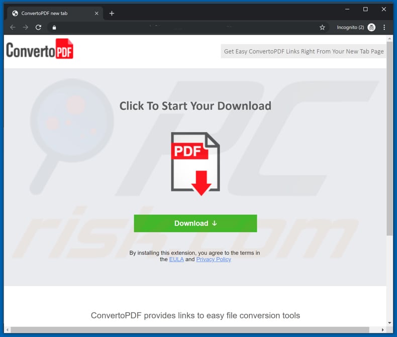 convert2mp3[.]net opens page promoting questionable app