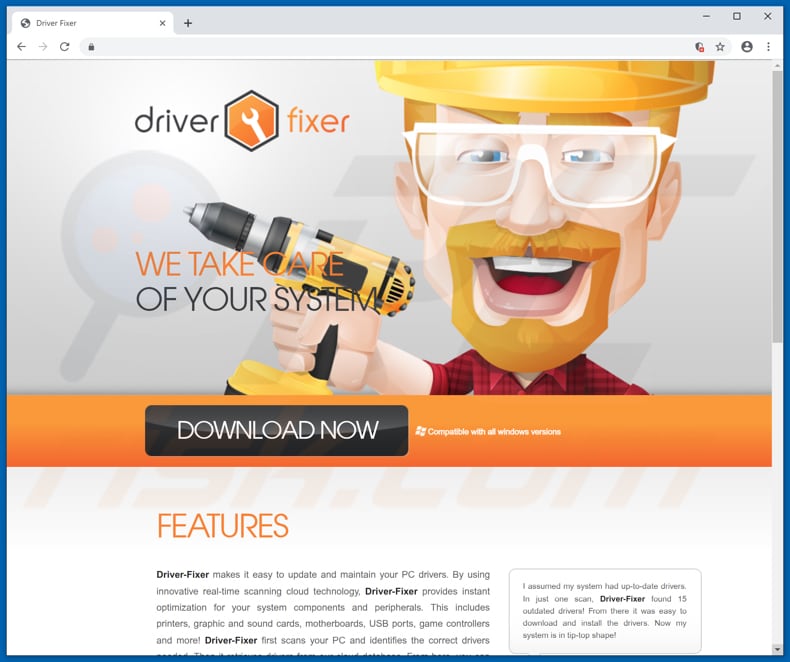 webiste promoting driverfixer