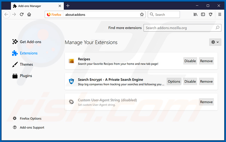 Removing search.heasyfreerecipes.com related Mozilla Firefox extensions