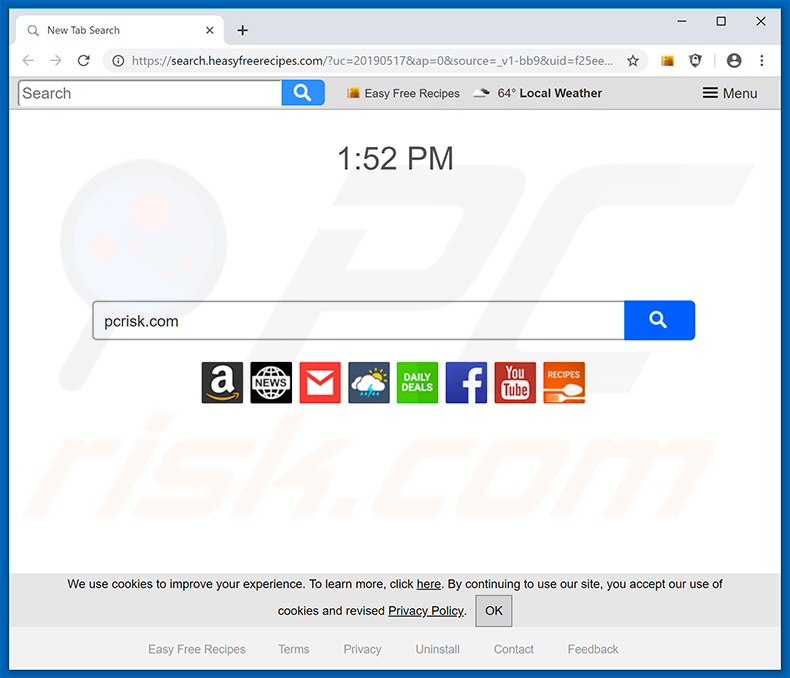 search.heasyfreerecipes.com browser hijacker