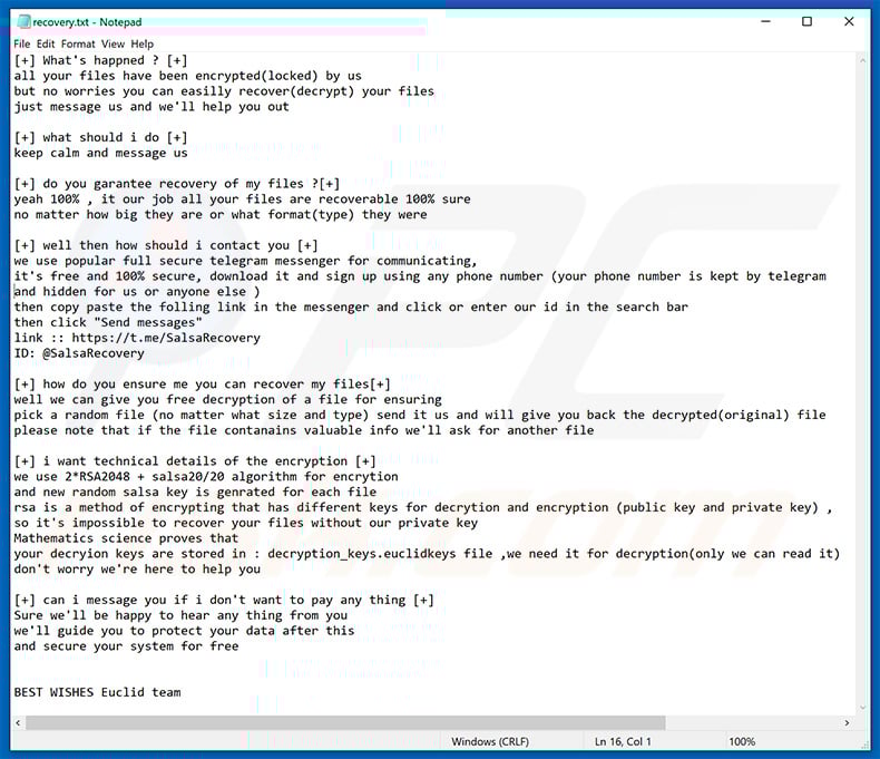 Euclid decrypt instructions