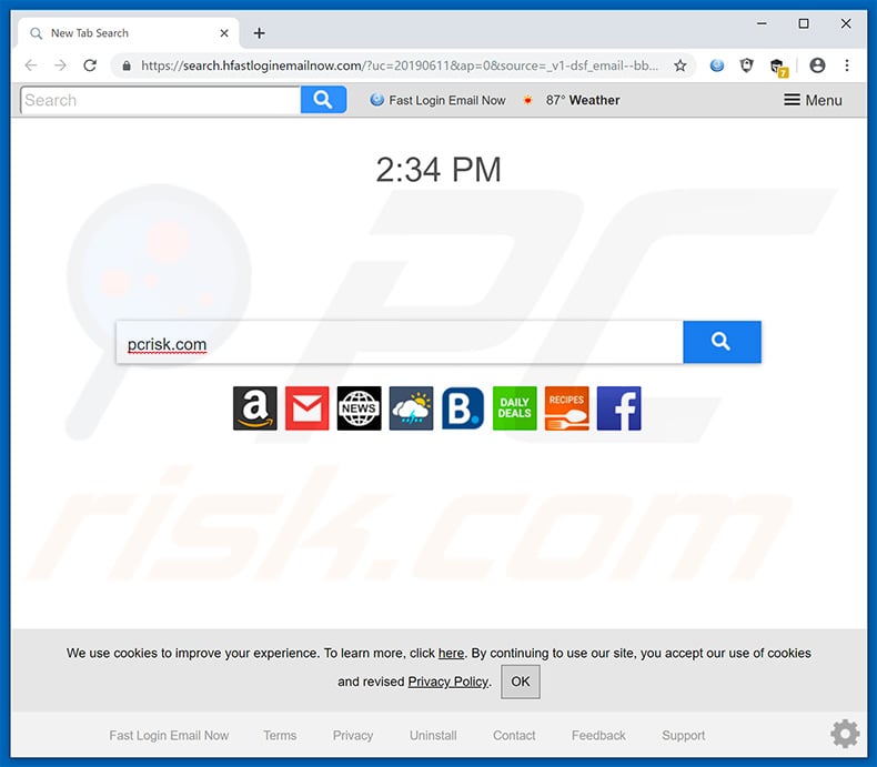 search.hfastloginemailnow.com browser hijacker