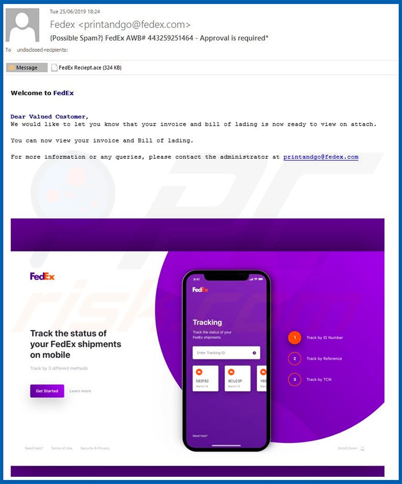 Fedex Shipment email virus spreading FormBook trojan