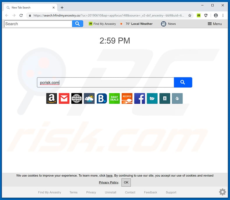 search.hfindmyancestry.co browser hijacker