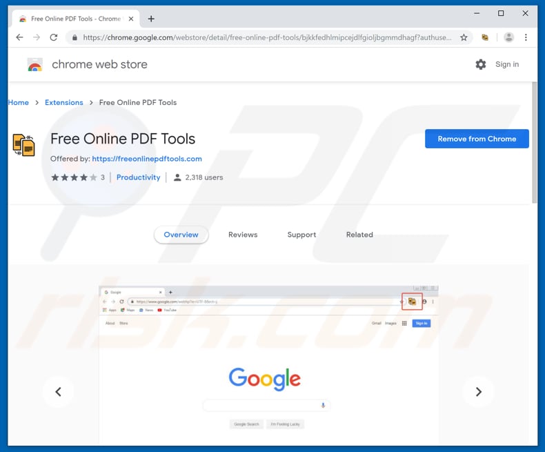 freeonlinepdftools on chrome web store