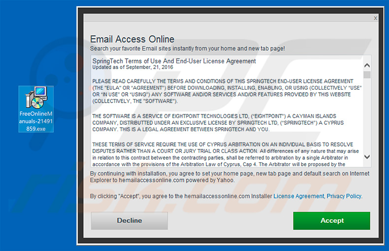 Official Free Online Manuals browser hijacker installation setup