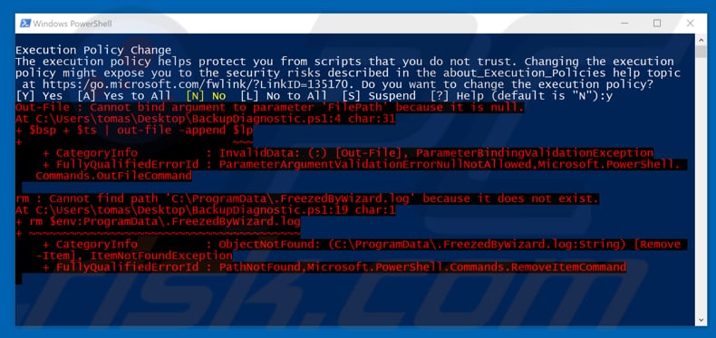 executed powershell script file that encrypts files