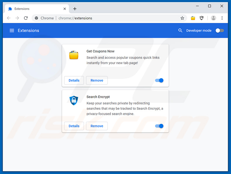 Removing search.hgetcouponsnow.com related Google Chrome extensions