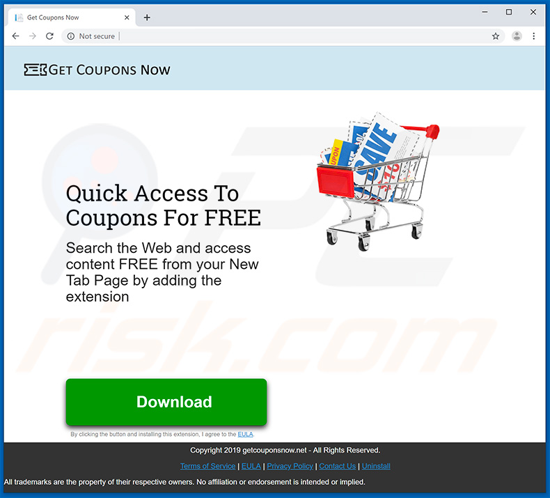Website used to promote Get Coupons Now browser hijacker