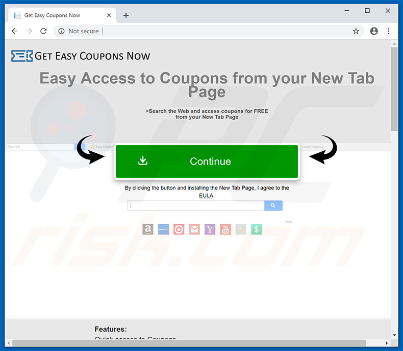 Website used to promote Get Easy Coupons browser hijacker