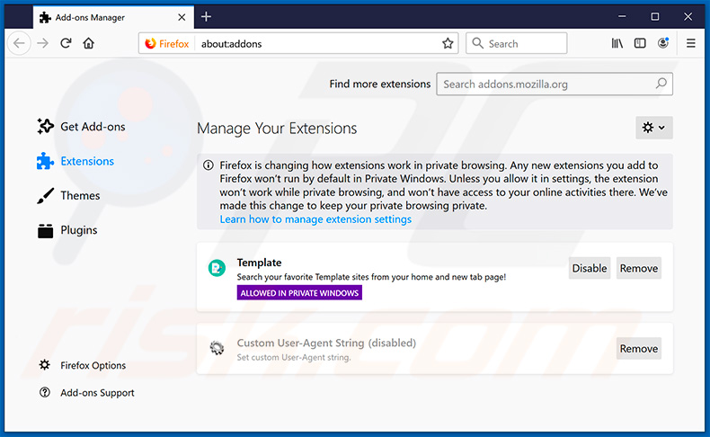 Removing search.hgeteasytemplates.com related Mozilla Firefox extensions