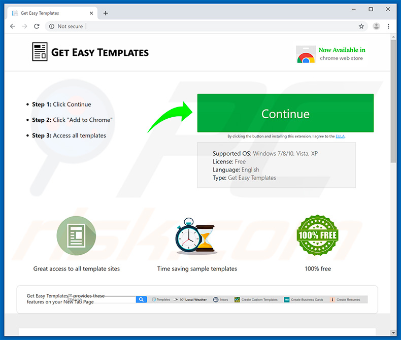 Website used to promote Get Easy Templates browser hijacker