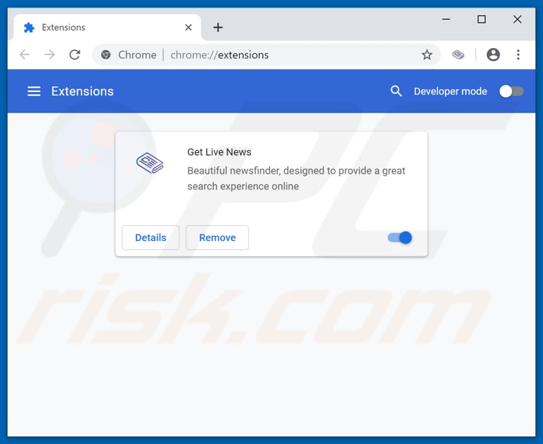 Removing feed.getlive.news related Google Chrome extensions