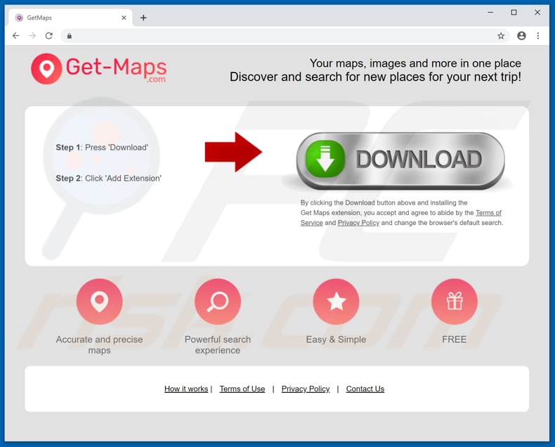 Website used to promote Get Maps browser hijacker