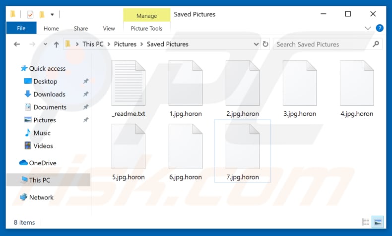 Files encrypted by Horon
