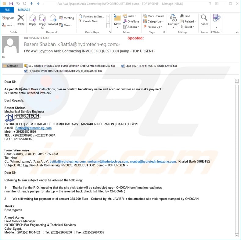 Hydrotech Email Virus