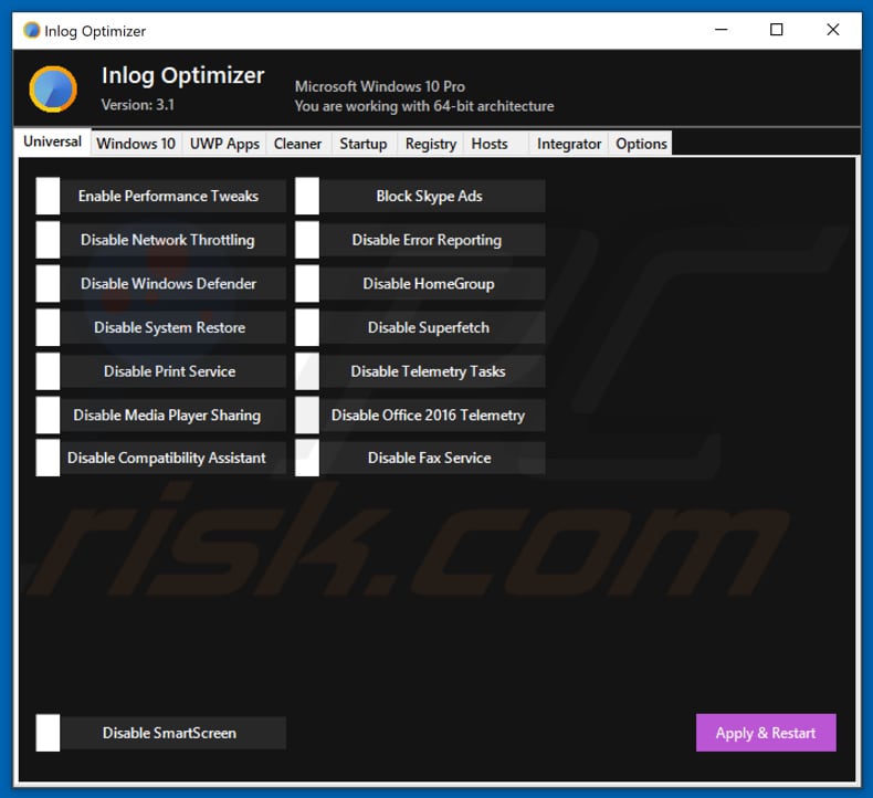 Inlog Optimizer unwanted application