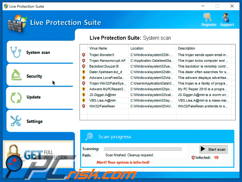 live protection suite appearance interface
