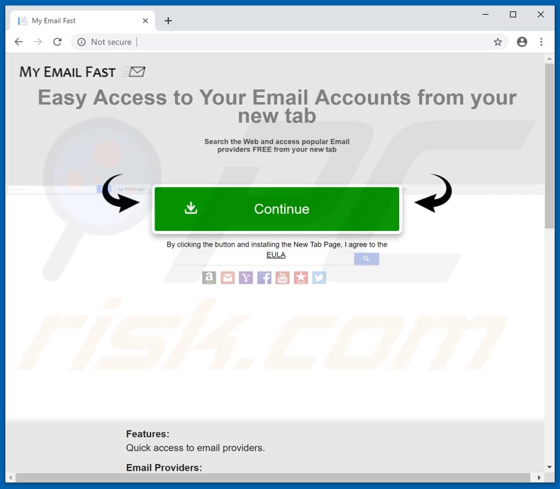 Website used to promote My Email Fast browser hijacker