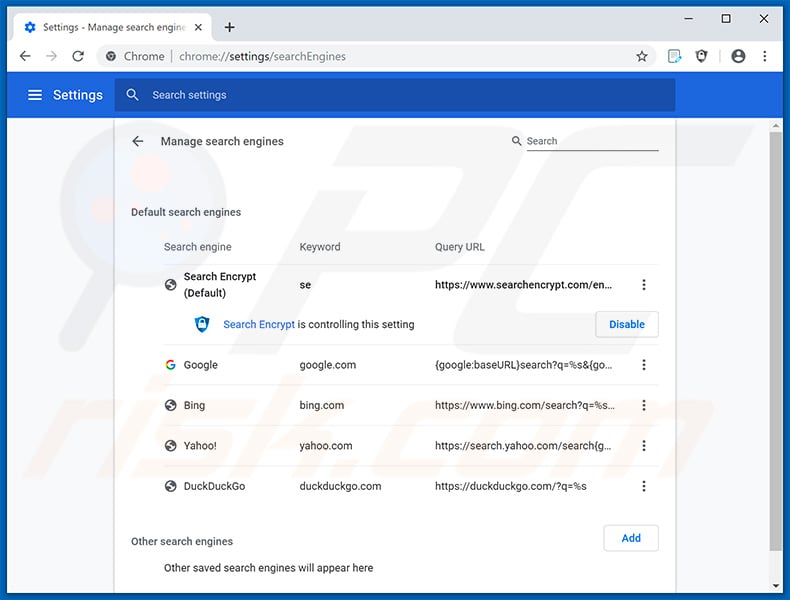 Removing search.hmyformssuite.com from Google Chrome default search engine