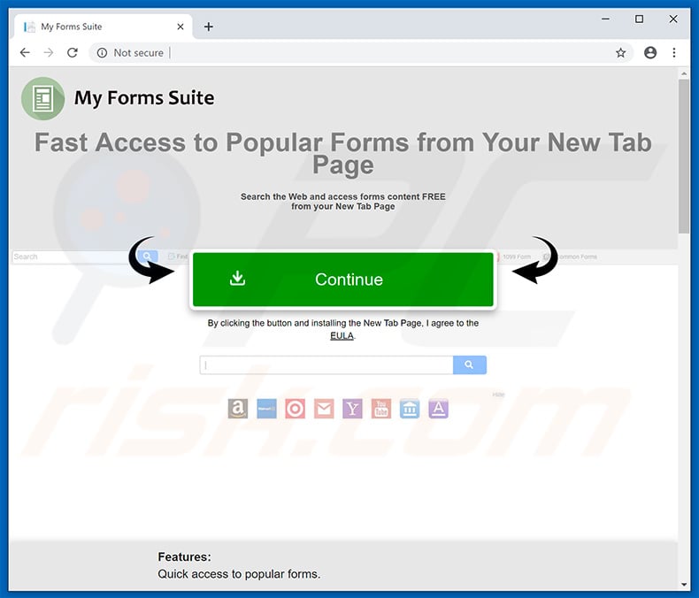 Website used to promote My Forms Suite browser hijacker