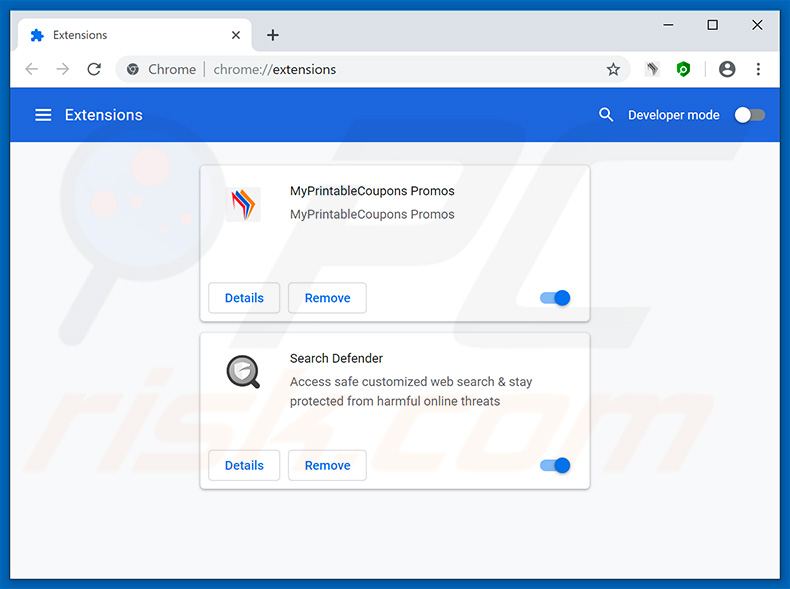 Removing MyPrintableCoupons ads from Google Chrome step 2