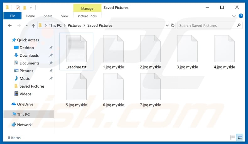 Files encrypted by Myskle ransomware (.myskle extension)