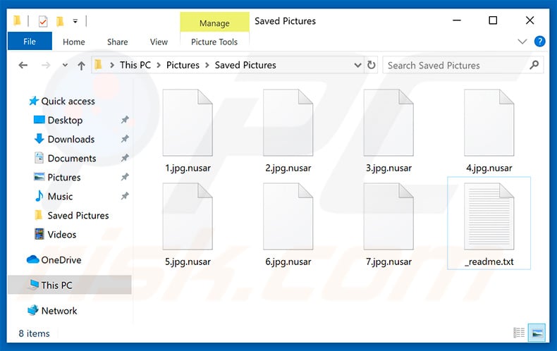 Files encrypted by Nusar