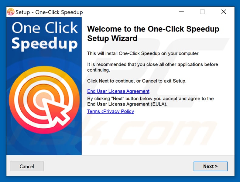 One Click Speedup installation setup