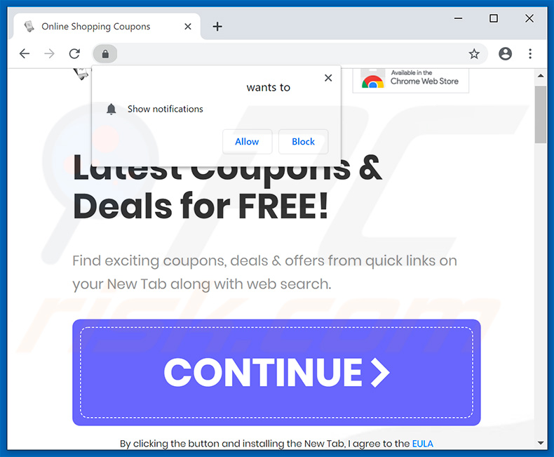 Online Shopping Coupons browser notifications