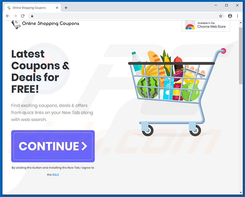 Website used to promote Online Shopping Coupons browser hijacker