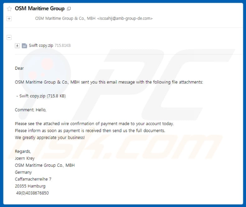 Maritime Email Virus