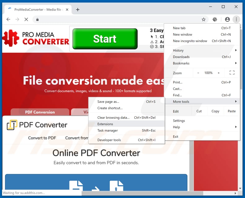 Removing ProMediaConverter  ads from Google Chrome step 1