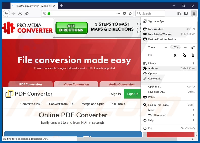 Removing ProMediaConverter ads from Mozilla Firefox step 1