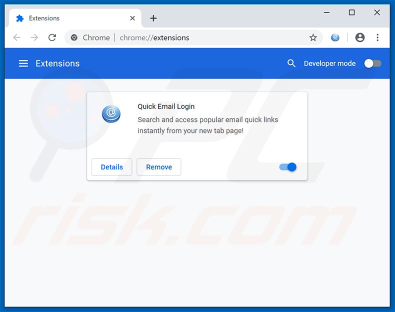 Removing search.hquickemaillogin.net related Google Chrome extensions