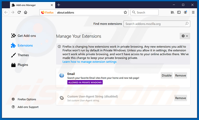 Removing search.hquickemaillogin.net related Mozilla Firefox extensions