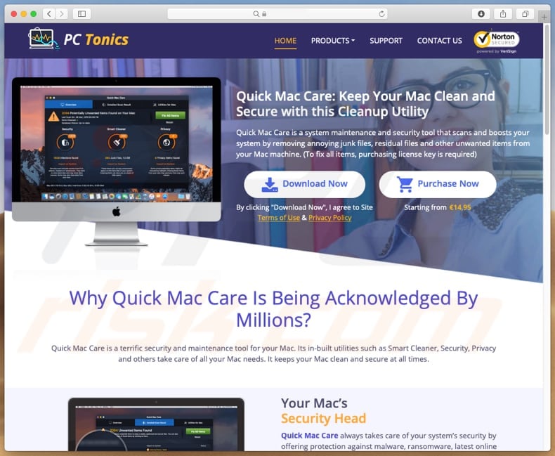 website promoting Quick Mac Care 